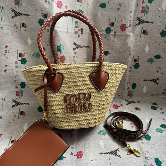 Miu Miu Natural Straw Basket Bag